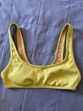 Madewell Yellow Ribbed Swimsuit Top